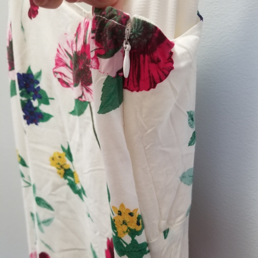 White Floral Midi Dress - Fully Lined - Picture 5 of 6